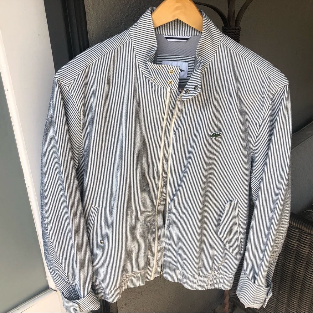 Lacoste seersucker bomber jacket. Full zipper. Size 52/L. New without tags.
